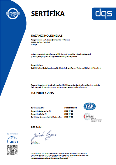 ISO 9001 Kalite Yönetim Sistemi Sertifikası